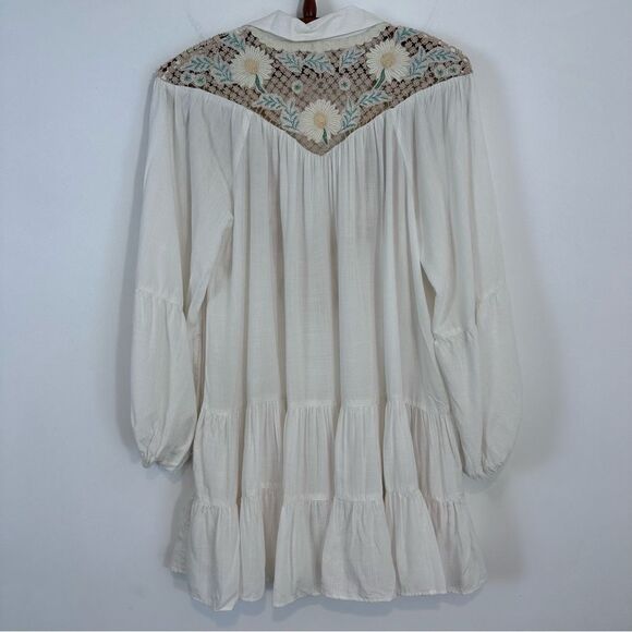 Free People Chain of Daisies Tunic Dress Ivory/Cream - Picture 16 of 16